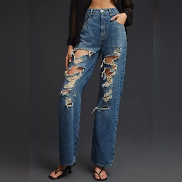 Anthropologie Pilcro The Joey High-Rise Distressed Straight Jeans Size 26 NWT - Picture 4 of 14